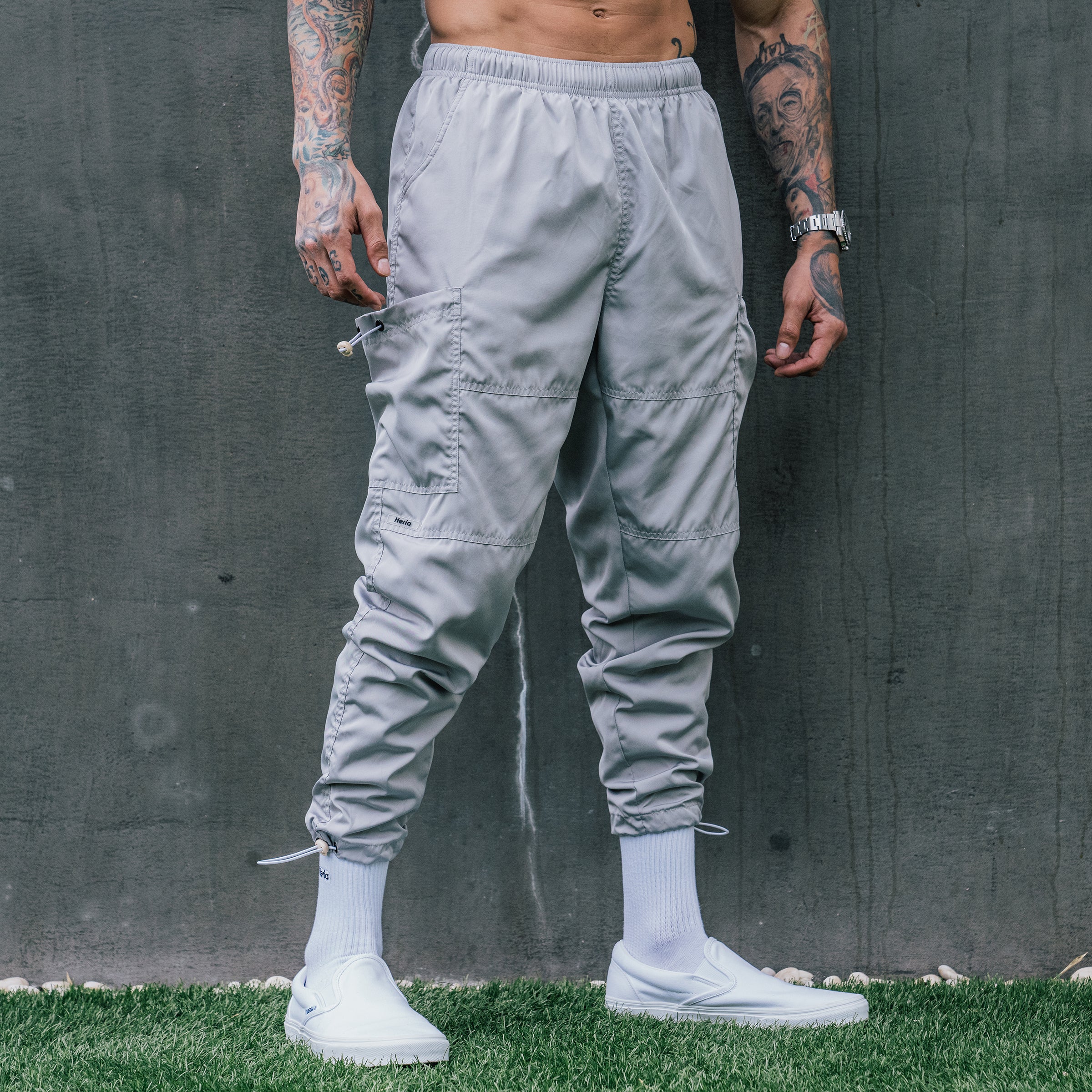Drawstring Track Pants - Grey - Image 2