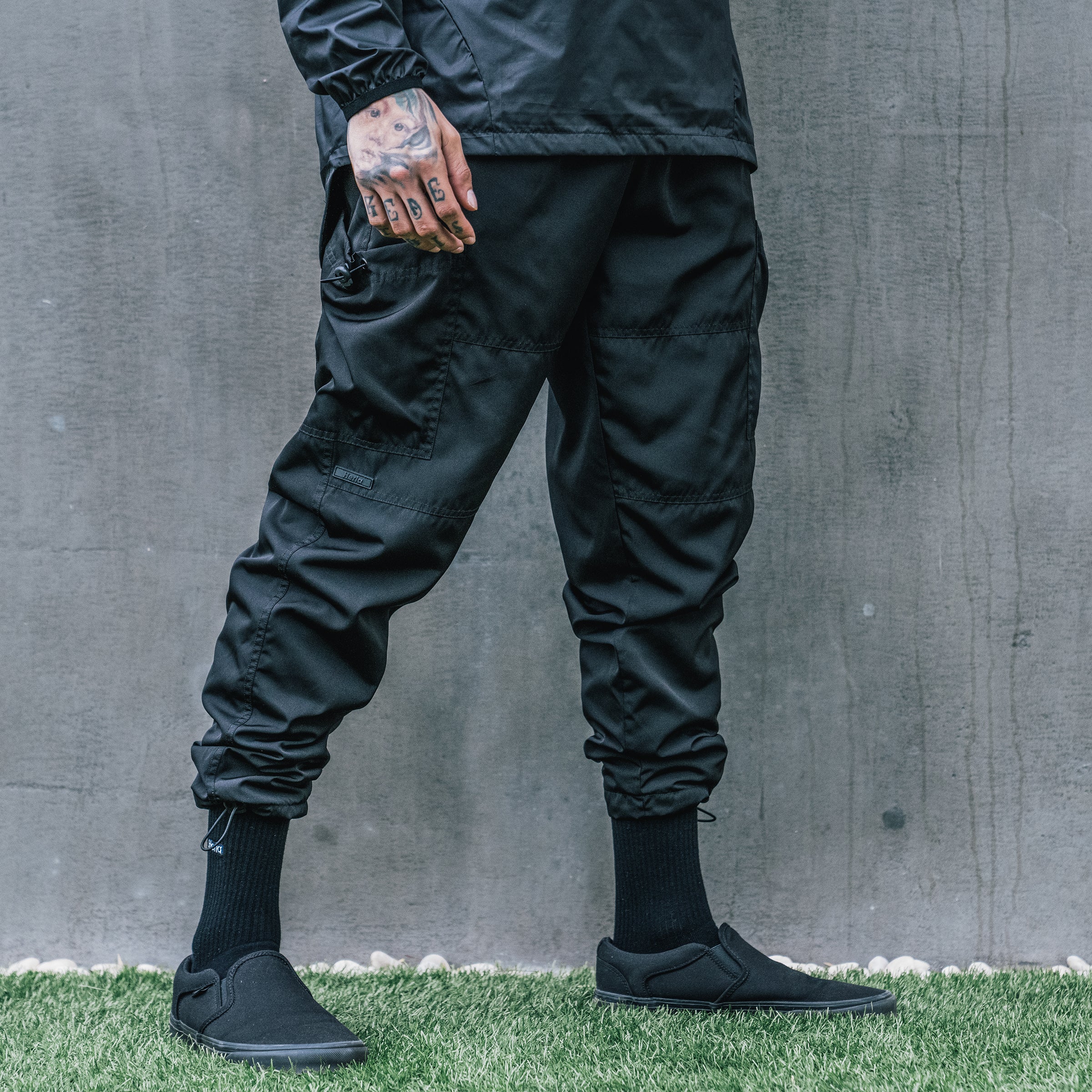 Drawstring Track Pants - Black - Image 3