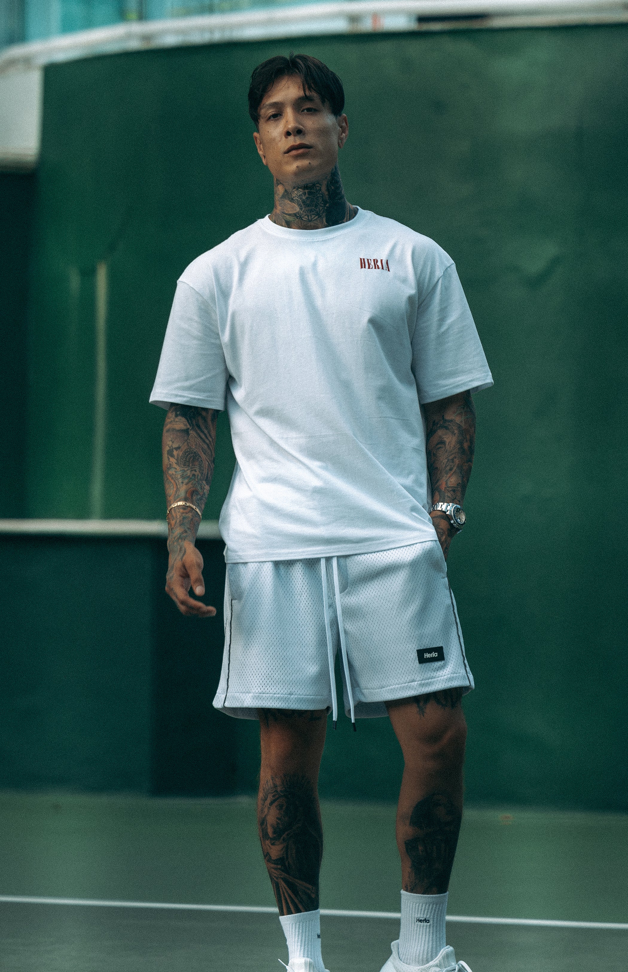 Heria Mesh Shorts with 3M Reflective Piping - White - Image 4