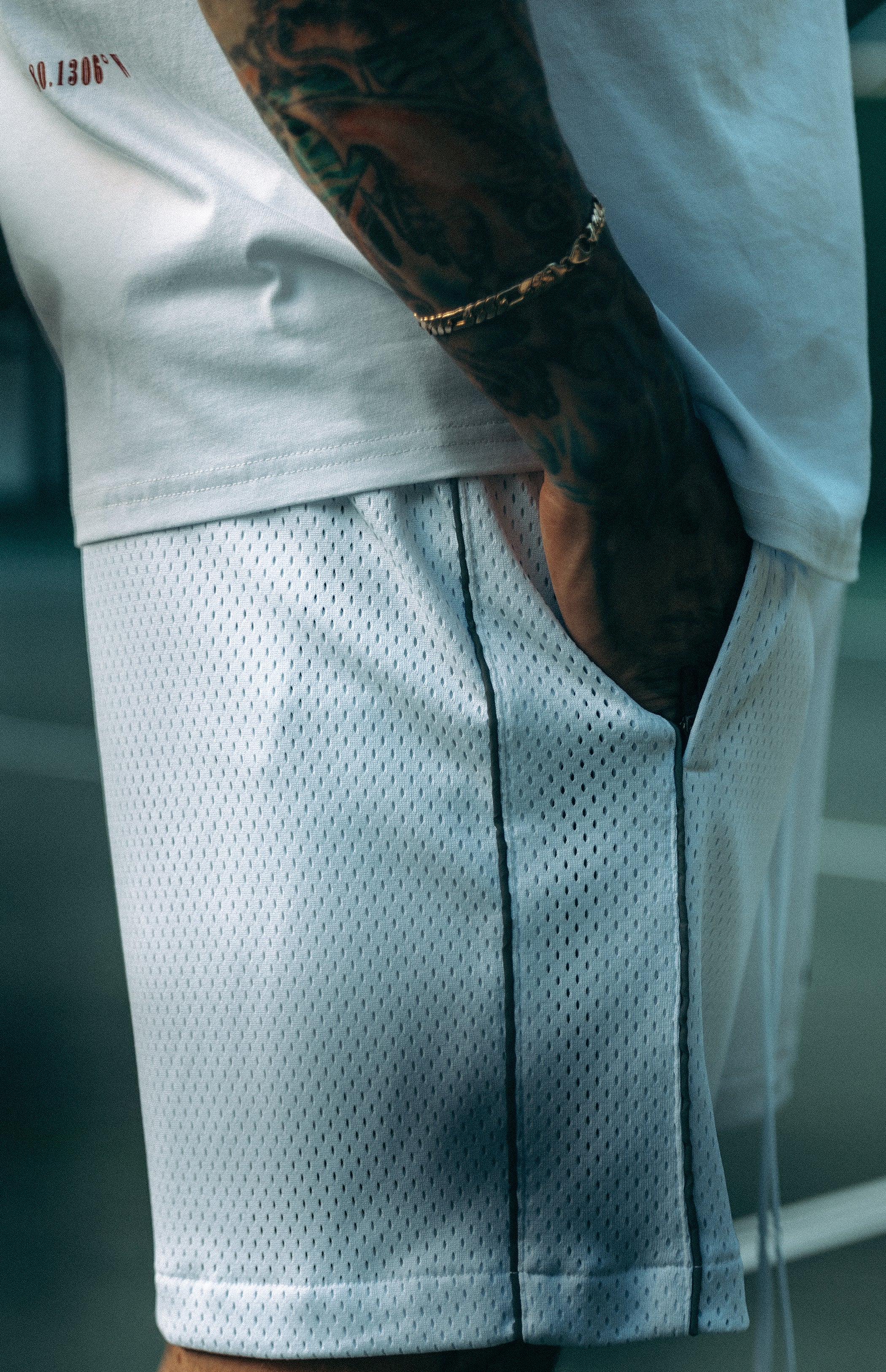Heria Mesh Shorts with 3M Reflective Piping - White - Image 6