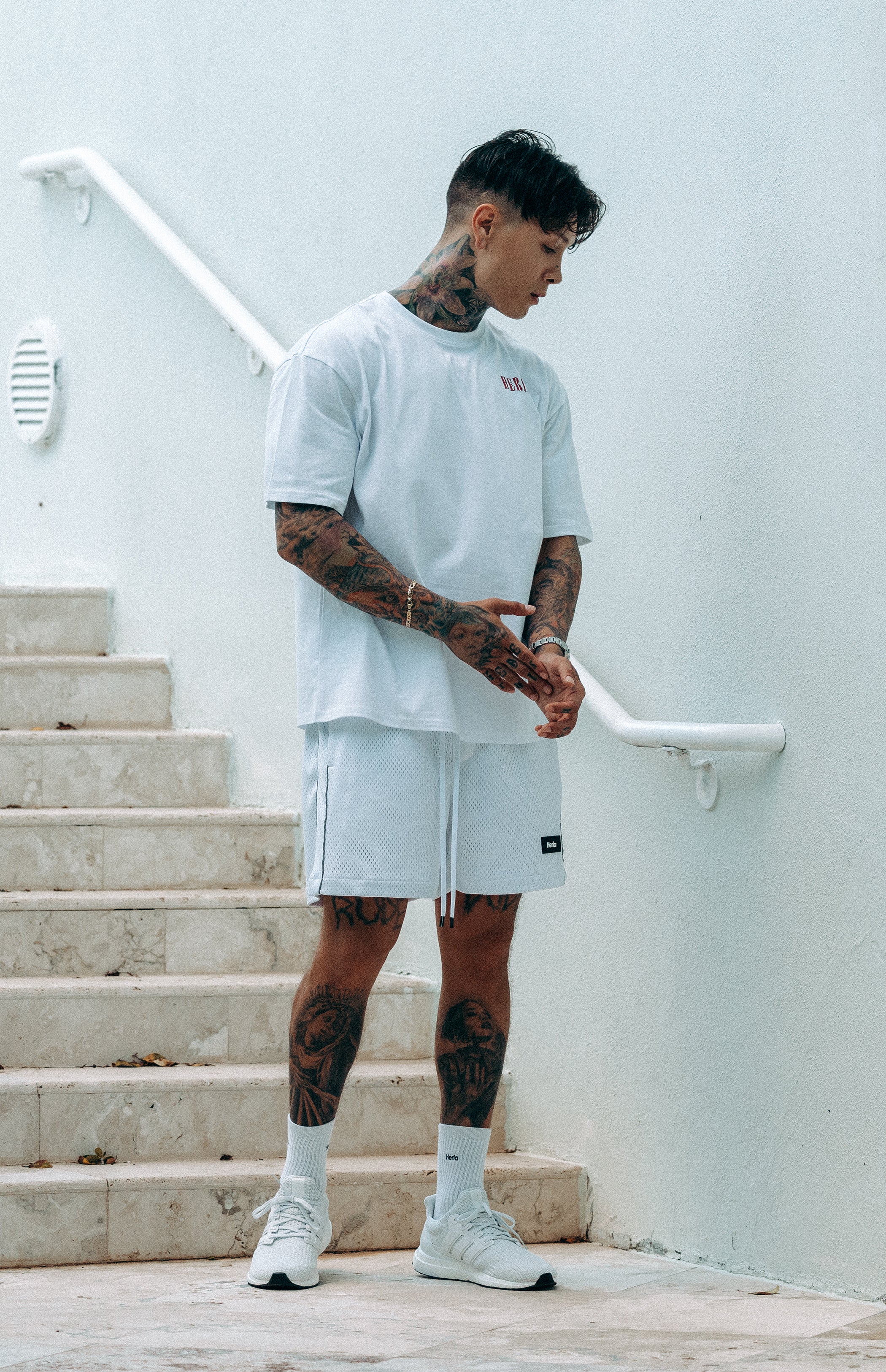 Heria Mesh Shorts with 3M Reflective Piping - White - Image 7