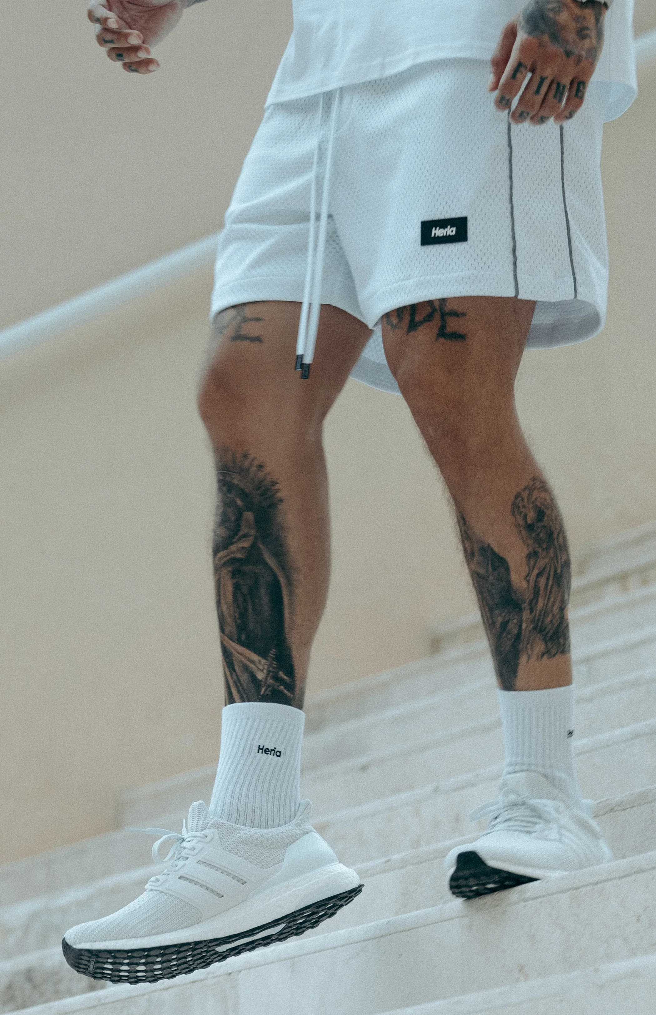 Heria Mesh Shorts with 3M Reflective Piping - White - Image 8